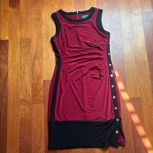 Ralph Lauren Burgundy and Black Midi Dress